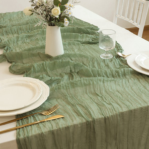 Cross-border Bali tulle pleated table runner, French seersucker cable knit tablecloth, wedding birthday party decorations - Product Image 3