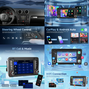 Autoradio Android Podofo 7 pouces 4+64G 2Din pour Audi A3 8P S3 RS3 avec Carplay/Android Auto sans fil, GPS/Wifi, USB + Type-C, autoradio ODM - Product Image 2