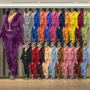 Completi Estivi da <span class=keywords><strong>Donna</strong></span> S-3XL 2024, <span class=keywords><strong>Tuta</strong></span> <span class=keywords><strong>in</strong></span> <span class=keywords><strong>Velluto</strong></span> con Zip Intera, Felpa con Cappuccio e Pantaloni Jogger Abbinati - Product Image 2