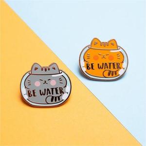 Logotipo personalizado lindo amante de los animales anime probablemente estoy pensando en gatos DIY artesanía de metal esmalte solapa pin insignia para recuerdo - Product Image 6