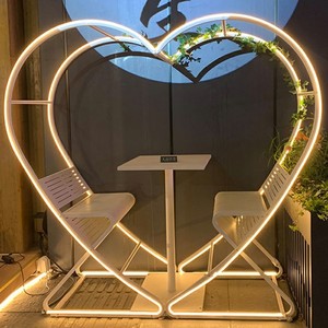 Boutique <span class=keywords><strong>de</strong></span> thé au lait café table et chaise bar Photographie extérieure <span class=keywords><strong>en</strong></span> <span class=keywords><strong>métal</strong></span> amour nid d'oiseau Table et chaise d'amour <span class=keywords><strong>en</strong></span> plein air - Product Image 3