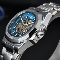 Montre mécanique automatique LONGLUX pour homme, montres de luxe, étanches, squelette, pour affaires, vente en gros à bas prix, en acier inoxydable, montre cadeau