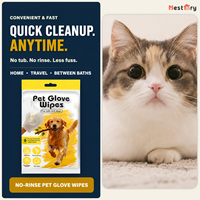 6 lingettes-gants de toilettage douces et sans parfum pour chiens et chats, sans rinçage, pour le nettoyage sans eau, marque privée