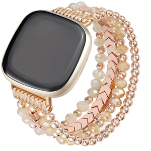 Pulsera de cuentas para <span class=keywords><strong>mujer</strong></span> para <span class=keywords><strong>Fitbit</strong></span> Versa 3/4, correa de cuentas de joyería para <span class=keywords><strong>Fitbit</strong></span> Versa 3/4, correa elástica de cuentas de cristal con diseño de flecha - Product Image 2