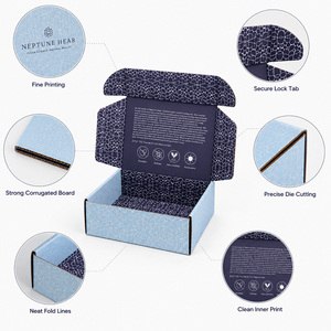 Own Factory Premium Custom Full Surface Printed Texture Aircraft <b>Box</b> Custom Logo Light Blue Navy Contrast Corrugated <b>Mailing</b> <b>Box</b> - Product Image 2