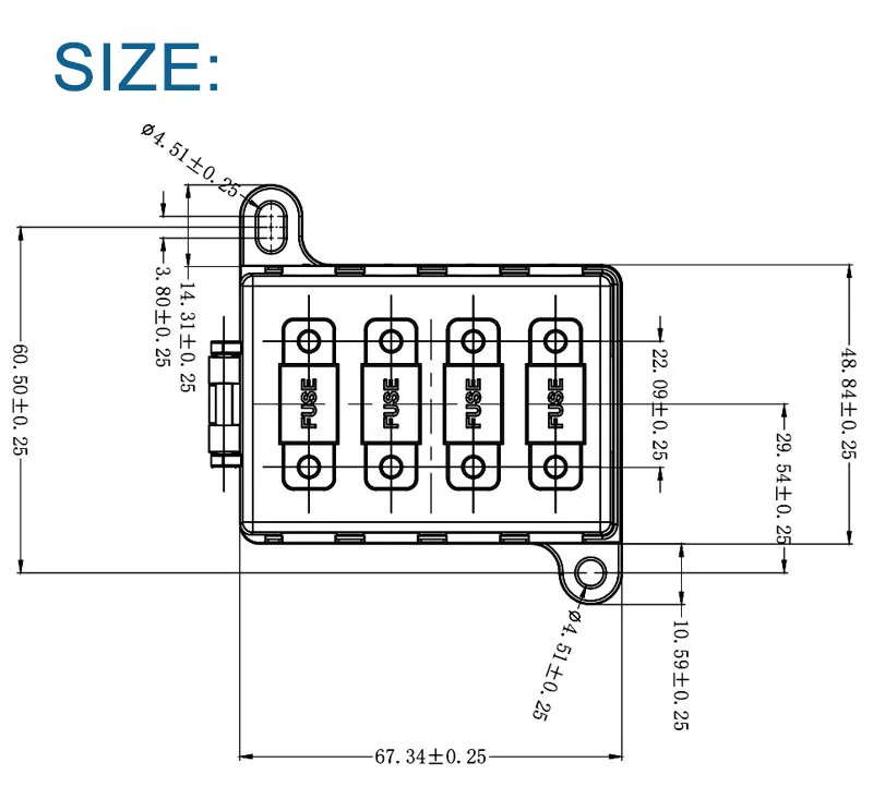 20 ~ 100A 80V 4 Stromkreis 4-Wege-Schraube ANS Automobile Midi Sicherungs kasten Basis halter