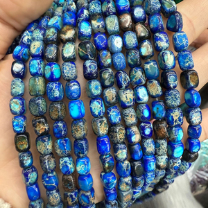 6*8Mm Không Thường Xuyên Hình Chữ Nhật Đầy Màu Sắc Imperial Jasper Đá Hạt <span class=keywords><strong>Cube</strong></span> Hình Chữa Bệnh Đá Quý Để Làm Đồ Trang Sức - Product Image 1