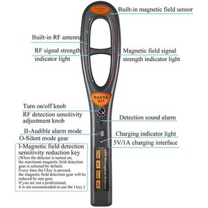 चुंबकीय क्षेत्र और विद्युत चुम्बकीय तरंगों डिटेक्टर वायरलेस जीपीएस ट्रैकर डिटेक्टर कार होटल यात्रा के लिए एंटी-ट्रैकिंग एंटी-कैमरा - Product Image 6