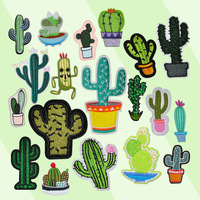 Patchs brodés sur ordinateur motif cactus, autocollants brodés légers à coudre pour vêtements et sacs DIY