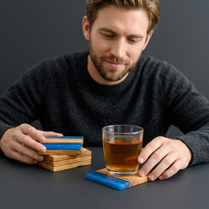 Gloss Finish Resin and Wooden Coasters with Stone Effect Perfect for Restaurants, Hotels,Hospitality Suppliers and Food Service - Product Image 1
