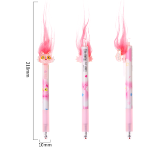 ปากกาเจลแบบกดลายการ์ตูนน่ารัก รูปทรงแมวขนฟู หัวปากกาสำหรับเขียนลื่น หมึกสีดำ/น้ำเงิน ขนาดหัว 0.5 มม. เหมาะสำหรับโรงเรียนและสำนักงาน - Product Image 3