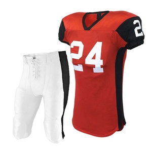 Wholesale Custom American Football Uniform Set Red Jersey White <b>Padded</b> <b>Pants</b> Black Side Panel Team Sportswear Game Training Wear - Product Image 1