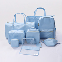 Keymay Fast Ship Chenille Lettre Patch Grande Capacité Étanche Nylon Maquillage Voyage Sac Nylon Pouch Personnalisé Cosmétique Sac