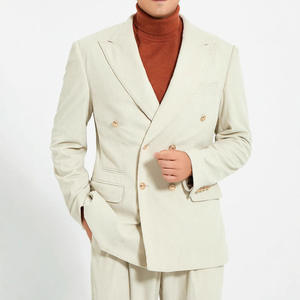 Étiquettes d'expédition autocollantes transfrontalières très vendues Watsons <span class=keywords><strong>Paul</strong></span> Costume pantalon homme style Old Money double boutonnage en velours côtelé blanc - Product Image 4