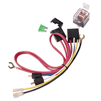 FARBIN Kit de faisceau de câblage de relais de klaxon de voiture 12v et bouton poussoir de klaxon avec fil de 3 mètres (faisceau de câblage + bouton de spot rouge, 12V)