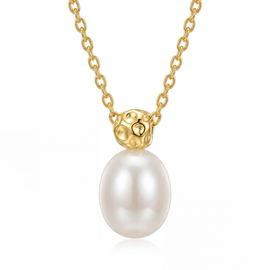 Freshwater Pearl Necklace <b>Copper</b> Jewelry Gold Plated Oval Pearl Pendant Necklace for Women Elegant Gift - Product Image 1