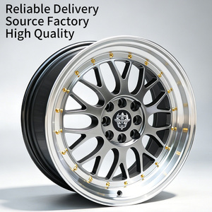 Ruedas FLowtone al por Mayor, Ruedas para Autos Tuning de 17 Pulgadas 4x100/114.3, Diseño de Malla con Remaches Dorados, 4 Birlos para Honda, Toyota, Mazda - Product Image 1