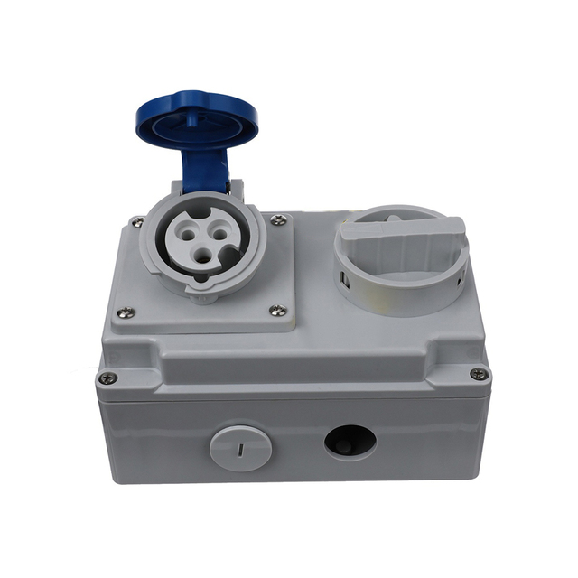 15A3 Hole Mechanical Interlocking Switch Socket 2P+E Single-phase 220V IP67 Safety Brass/Copper Industrial Socket European