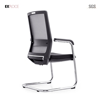 Chaise de bureau entièrement en tissu, à dossier central, avec roulettes, pour conférence, invités
