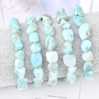 Larimar Gemstone Guérison Cristal Pierre Naturelle Pour La Fabrication De Bijoux 8-10mm Larimar Tumbled Nugget Bracelet