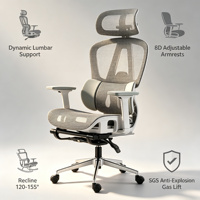 Chaise de bureau ergonomique en maille avec accoudoirs 8D, chaise de jeu inclinable avec repose-pieds