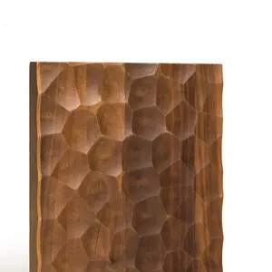 Salida de fábrica de madera maciza para pared Interior, revestimiento de madera con textura 3D para decoración de carpintería