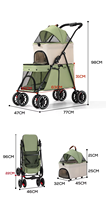 Poussette double couche en métal pour animaux de compagnie, légère, pliable, détachable, portable pour chats et chiens, sorties en extérieur, export transfrontalier
