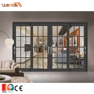 Hiện Đại Nội Thất Nhôm Phân Vùng Cửa Thiết Kế Tùy Chỉnh Patio Không Thấm Nước Pháp Loại Trắng Nhôm Grill Glass Cửa Trượt - Product Image 2