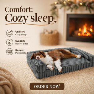 Tempat Tidur Hewan Peliharaan Dalam Ruangan Musim Dingin Mewah Ramah Lingkungan Berbahan Bulu Kelinci Modern, Bentuk Persegi Panjang, Empuk, Ortopedi, Dapat Dilepas - Product Image 4