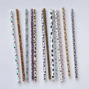 custom animal print plastic drinking straw PP Hard Plastic pattern 9in party decorations cow print straws