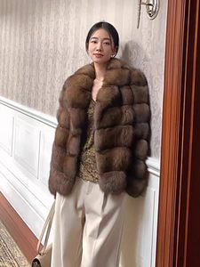 Abrigo de Piel Sintética de Marta de Primera Calidad para Mujer, Chaqueta Gruesa y Cálida de Corte Horizontal, Estilo Shaggy, Elegante y de Talla Grande, Sin Crueldad Animal - Product Image 1