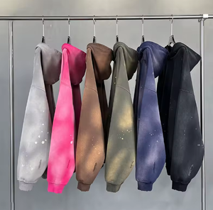 Felpa con Cappuccio da Uomo di Alta Qualità, Stile Streetwear con Motivo a Rete, 100% Cotone, Felpa <span class=keywords><strong>Y2K</strong></span> con Stampa in Rilievo, 450gsm, Pullover con Cappuccio 555 1.1 - Product Image 2