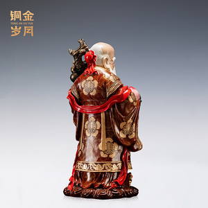 Adorno de cobre y oro con diseño de dios de la longevidad, estatua de cobre hecha a mano, regalo de cumpleaños para personas mayores, decoración para sala de estar - Product Image 5