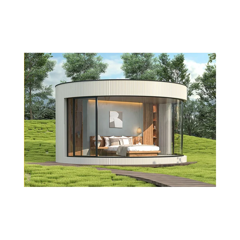 2024 Round Flat Roof house Modular Ready Made Mobile Prefab House Container prefabricated houses For Sale