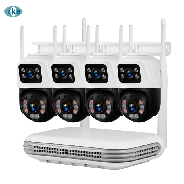 ICSEE 4CH Wireless NVR Kit Dual Lens 6MP WIFI/POE Security Video System Human Tracking Alarm Audio Recording Night Vision CCTV
