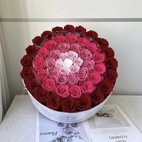 Lovebay Saint Valentin Cadeau de fête des mères Fleurs préservées éternelles Roses de longue durée Rose éternelle préservée dans une boîte ronde