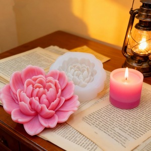 Peony Flower Shaped Silicone <b>Mold</b> For <b>Candle</b> Soap Making DIY Wedding Decoration Customizable <b>Mold</b> Transparent White - Product Image 3