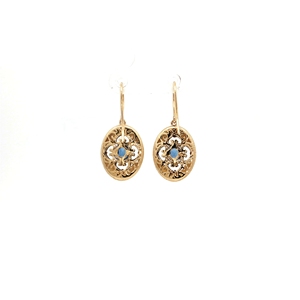 Clásicos pendientes colgantes de zafiro ovalado azul profundo en oro pulido, elegantes pendientes colgantes con una impresionante piedra preciosa de zafiro ovalado. - Product Image 3