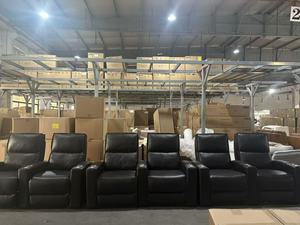 Sofá de Cine Reclinable <span class=keywords><strong>Extensible</strong></span> de Cuero Gris Moderno y Lujoso con Luces LED, Muebles para Cine en Casa, Asientos VIP con Calefacción y Masaje - Product Image 6