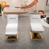 Lit de massage électrique blanc de luxe à 3 moteurs pour spa, salon et traitements faciaux