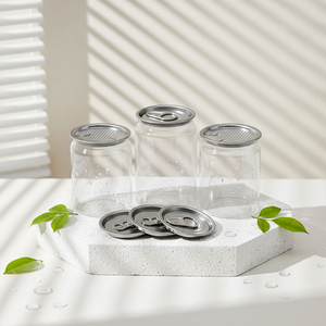 Bocaux en plastique transparents de 250 ml/300 ml/330 ml/500 ml avec couvercles, emballage facile à ouvrir, pour jus, lait, thé, café, soda - Product Image 5