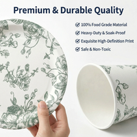 Ensemble de vaisselle jetable en papier avec bord doré, assiettes écologiques compostables pour mariage, anniversaire, traiteur, pique-nique, fête, 120 pièces