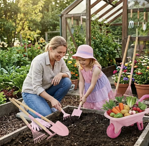 Outils de jardinage pour enfants, vente directe d'usine, ensemble de 10 outils de jardinage en plastique et en bois pour enfants, transfrontalier - Product Image 3