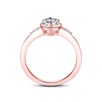Bague en argent sterling 925 plaqué or rose, bague en forme de cœur, fabricant de bijoux en moissanite sur mesure pour femmes