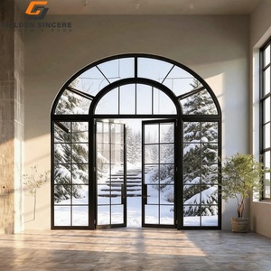 GS Modern Villa Exterior Arched Crittall Style Aluminum <b>Swing</b> <b>Patio</b> Door Double Glass French Doors - Product Image 6