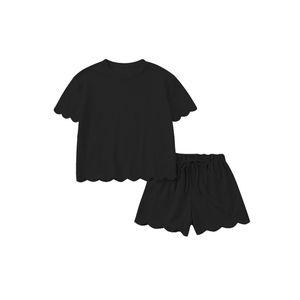 Shorts décontractés pour femmes adultes, au-dessus du genou, à volants, 2 pièces, couleur unie, polyester + élasthanne, respirant, tenues d'été - Product Image 3