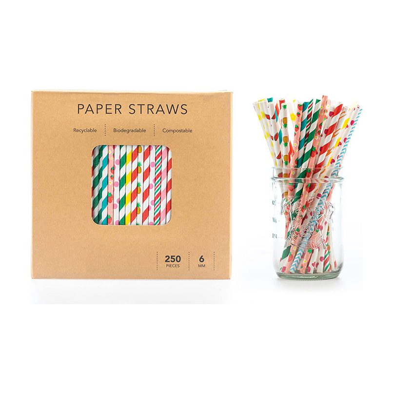 Creative Paper Straw for Outdoor Party Disposable Degradable Color Decoration Milk Tea