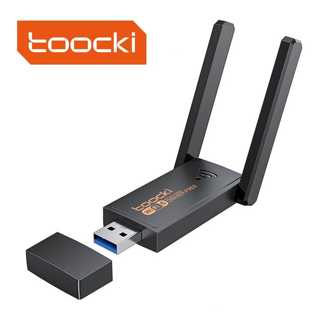 Toocki Driver-Free Wi-Fi 6 900Mbps Adapter USB-A Interface 90° Rotatable High-Gain Antenna for Home Multi-Device Networking