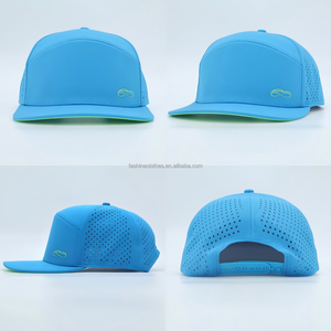 Casquette <span class=keywords><strong>Snapback</strong></span> personnalisable vierge à 6 panneaux en polyester, casquette de golf perforée découpée au laser, patch PVC imperméable haute performance - Product Image 2