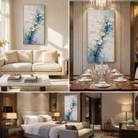 Cuadros Decorativos Pintados a Mano, Mural de Flores con Textura 3D, Ecológico, Marco Personalizado, Lienzo Acrílico Moderno de Gran Tamaño para Hotel y Hogar